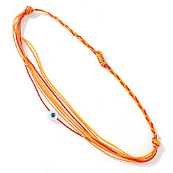 Оранжевый Богемный стиль смоляные бусины от сглаза плетеные браслеты из бисера, регулируемые браслеты из волоконного шнура для женщин, оранжевые, внутренний диаметр: 11 дюйм (28 см)