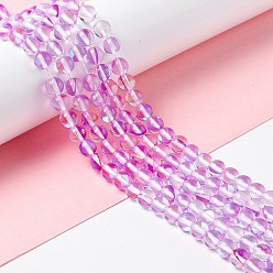 Фиолетовый Синтетические лунные лучи, круглые, фиолетовые, 6 мм, отверстие : 0.8 мм, около 63 шт / нитка, 14.57''~15.55'' (37~39.5 см)