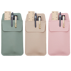 Mixed Color 3Pcs 3 Colors PU Leather Pen Bag, Nurse Pen Pocket, Rectangle, Mixed Color, 162x81x5mm, 1pc/color