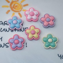 (52) Непрозрачная лаванда Кабошоны из непрозрачной смоляной эмали, цветок, два тона, разноцветные, 21x22x6 мм