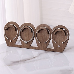 Седло Коричневый 4-слотовые деревянные подставки для ювелирных изделий, для браслета-манжеты, форма слезы, седло коричневый, готовое изделие: 29.5x7x10.5 см