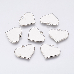 Platinum CCB Plastic Pendants, Heart, Platinum, 21x24x2mm, Hole: 1.2mm