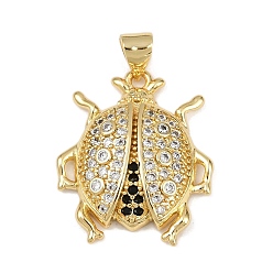 Настоящее золото 18K Латунные микро проложить кубического циркония подвески, без кадмия и без свинца, насекомое, реальный 18 k позолоченный, 23x19.5x4.5 мм, отверстие : 5.5x3.5 мм