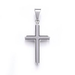 Нержавеющая Сталь Цвет 304 подвески из нержавеющей стали, с эмалью, крестик, цвет нержавеющей стали, 36x19x3 мм, отверстие : 9x5 мм