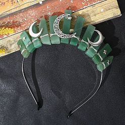 Зеленый Авантюрин Резинки для волос из натурального зеленого авантюрина, аксессуары для волос для женщин и девочек, луна, 155x113x40 мм