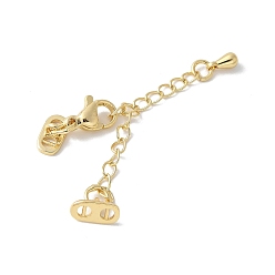 Настоящее золото 18K Латунный удлинитель цепи, стойки покрытие, долговечный, без свинца и без кадмия, овальные, реальный 18 k позолоченный, 52 мм, отверстие : 2.5 мм