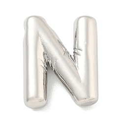 Letter N Стойки обшивки латунные подвески, долговечный, без свинца и без кадмия, буквенное очарование, Письмо N, 22x17x5 мм, отверстие : 3x1.5 мм