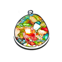 Teardrop Подвески из натуральной имперской яшмы, красочный, слеза, 35.12x23.28x2.85 мм