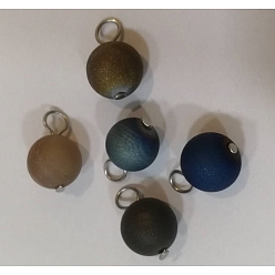 Mixed Color Electroplate Natural Agate Charms, with 304 Stainless Steel Head Pins, Mixed Color, 12mm
