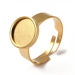 Настоящее золото 18K 304 регулируемые кольцевые компоненты из нержавеющей стали, настройки круглого кольца, ионное покрытие (ip), реальный 18 k позолоченный, лоток : 10.5 мм, 12 мм, внутренний диаметр: 18 мм