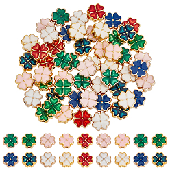 (52) Непрозрачная лаванда 63 шт 9 цвета сплава эмалевые бусины, сердечный клевер, разноцветные, 10x10x5 мм, отверстие : 1.6~2 мм, 7 шт / цвет