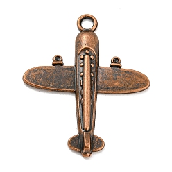 Red Copper Alloy Pendants, Cadmium Free & Lead Free, Airplane Charm, Red Copper, 44.5x37x3mm, Hole: 3.5mm, about 322pcs/1000g