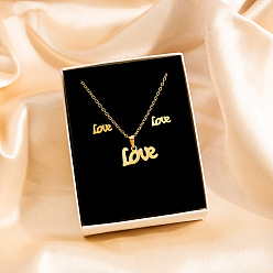 Слово 304 комплекты из ожерелий и серег-гвоздиков из нержавеющей стали, золотые, слово, 460~500 мм