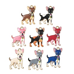 (52) Непрозрачная лаванда Подвески из эмали и сплава, собака прелести, золотые, разноцветные, 26x18.5x2 мм, отверстие : 2 мм