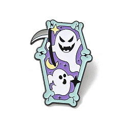 Шестиугольник Эмалевые булавки-призраки в стиле хэллоуин, Значок из черного сплава для рюкзака, одежда для женщин и мужчин, без кадмия, без никеля и без свинца, шестиугольник, 33.5x24.5 мм