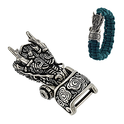 Античное Серебро Латунные застежки-карабины, голова дракона, античное серебро, 48.5x22x16 мм