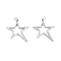 Платина Стойки обшивки латунные подвески, долговечный, без кадмия и без свинца, с целью перехода в кольце, звезда, платина, 28x24x2 мм, отверстие : 3.5 мм