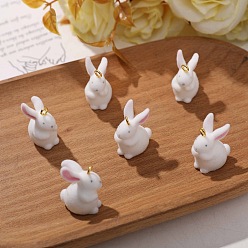 Золотой Подвески из флокированной смолы, кролик, с золотой железной петлей, золотые, 24x11.5x16 мм, отверстие : 2 мм