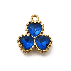 Синий 304 подвески из нержавеющей стали, с кубического циркония, клевер амулеты, ионное покрытие (ip), золотые, синие, 11.5x10.5x3 мм, отверстие : 1.2 мм