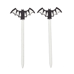 Bat Halloween-Kuchenaufsatz aus Holz, Cupcake-Picker, Halloween-Party-Dessertdekorationen, Fledermaus, 120x49.5x1.5 mm, ca. 5 Stk. / Set
