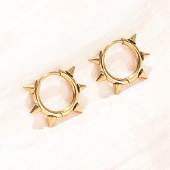Golden 201 Stainless Steel Hoop Earrings for Women, Cone, with 304 Stainless Steel Pin, Golden, 14x19x3mm