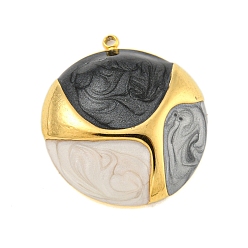 Разноцветный Ионное покрытие (ip) 304 подвески из нержавеющей стали, с эмалью, реальный 18 k позолоченный, полукруглый шарм, красочный, 26x24x5 мм, отверстие : 1.5 мм