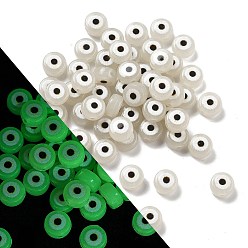 Evil Eye Непрозрачные акриловые бусины, светящиеся бусы, злые глаза, светится в темноте, злые глаза, 7x4 мм, отверстие : 1.5 мм