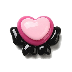 Сердце Непрозрачные кабошоны из смолы, черный розовый, сердце, 19.5x25.5x10.5 мм
