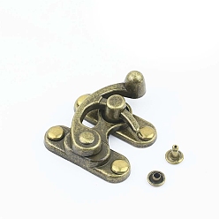 Античная Бронза Застежки-защелки для деревянных ящиков из цинкового сплава, шкатулка застежка, античная бронза, 38x38x44 мм
