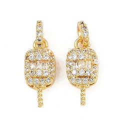 Настоящее золото 18K Медные залоги, с кубического циркония, реальный 18 k позолоченный, 13.5x6x4.5 мм, отверстие : 3x2.5 мм, штифты : 1 мм