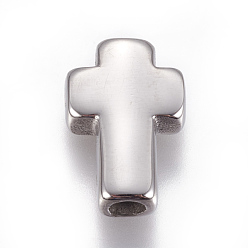 Stainless Steel Color 304 Stainless Steel Beads, Cross, Stainless Steel Color, 14x10x4mm, Hole: 2.5mm