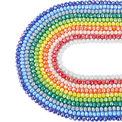 (52) Непрозрачная лаванда 10 пряди 10 цвета гальванических стеклянных бусин пряди, непрозрачный сплошной цвет, рондель, с покрытием AB цвета, граненые, разноцветные, 6x5 мм, отверстие : 1 мм, около 80~85 шт / нитка, 14.96~15.75'' (38~40 см), 1 прядь / цвет