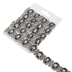 Черный Алмаз 1 прямоугольные железные цепочки со стразами, для пошива свадебного украшения, черный алмаз, 18.5x7.5 мм