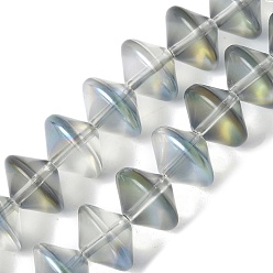 Темно-Серый Стеклянные бусины с гальваническим покрытием , бусины в форме летающей тарелки, темно-серый, 14x10~10.5 мм, отверстие : 1.2~1.4 мм, около 60 шт / нитка, 23.78'' (60.4 см)