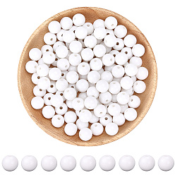 Белый Непрозрачные акриловые бусины, круглые, белые, 10x9 мм, отверстие : 2 мм, 200 шт / комплект