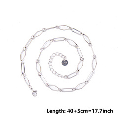 Нержавеющая Сталь Цвет 304 нержавеющая сталь 5 мм геометрические ромбовидные овальные звенья цепи ожерелья, цвет нержавеющей стали, 15.75 дюйм (40 см)