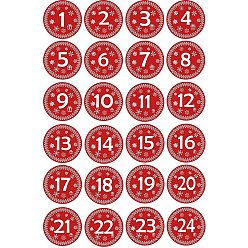 (52) Непрозрачная лаванда Рождественские пластиковые наклейки из пвх, самослипание, для чемодана, скейтборде, холодильник, шлем, оболочка мобильного телефона, круглые, Рождественский тематический паттерн, номер 1~24, разноцветные, 45 мм, 24шт / лист