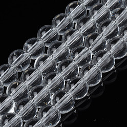 Прозрачный Выпечки окрашенные прозрачные стеклянные нити круглый шарик, прозрачные, 6.5 мм, отверстие : 1.5 мм, около 135~140 шт / нитка, 31.8 дюйм