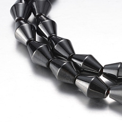 Original Color Magnetic Synthetic Hematite Bead Strands, Grade A, Bicone, Original Color, 9x6mm, Hole: 1mm, about 43pcs/strand, 15.7 inch(40cm)