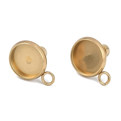 Золотой Ионное покрытие (ip) 304 серьги-гвоздики из нержавеющей стали, плоско-круглые, золотые, 15.5x11.5x11 мм, отверстие : 2.5 мм