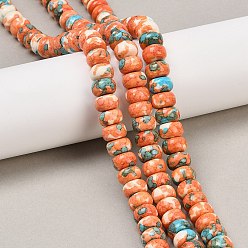 Оранжевый Нити окрашенных синтетических бусин из речного камня, рондель, оранжевые, 10x6 мм, отверстие : 1.2 мм, около 62 шт / нитка, 15.63'' (39.7 см)