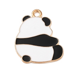 Белый Кулон эмали сплава, панда, золотой свет, белые, 23.5x19.5x1 мм, отверстие : 2 мм