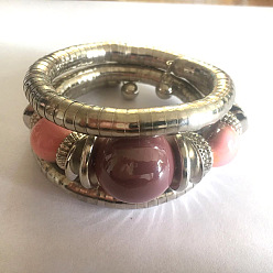 Индийский Красный Женские браслеты с круглыми бусинами из сплава, железа и смолы, Индийская красная, внутренний диаметр: 2-1/8 дюйм (5.5 см)