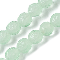Аквамарин Бусы лэмпворк ручной работы, круглые, аквамарин, 10.5x10 мм, отверстие : 1.4 мм, около 35 шт / нитка, 10.91'' (27.7 см) ~ 14.96'' (38 см)