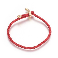 Real 18K Gold Plated Cotton Cord Bracelets, Red String Bracelets, with Brass Finding, Long-Lasting Plated, Red, Real 24K Gold Plated, 8-1/2 inch(21.5cm)~9 inch(23cm)