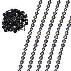 Antique Bronze Iron Nailhead Trim, Hot Fix Metal Iron-on Convex Dome Nailhead Trim, Antique Bronze, 1000x10.5x2.5mm, Hole: 2.9mm