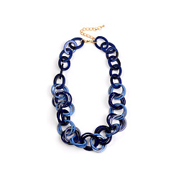 Темно-Синий Акриловые кольца с овальными звеньями цепочки, золотые, темно-синий, 22.05 дюйм (56 см)