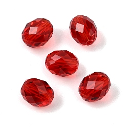 Red K9 Glass Beads, Glass Imitation Austrian Crystal Beads, Oval, Faceted, Red, 10x8mm, Hole: 1.2~1.4mm