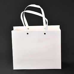 Белый Прямоугольные бумажные пакеты, с нейлоновыми ручками, для подарочных пакетов и сумок, белые, 24x0.4x20 см