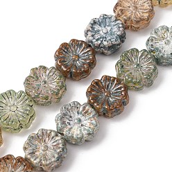 (52) Непрозрачная лаванда Окрашенные стеклянные бусины , цветок, разноцветные, 14.5x6.5 мм, отверстие : 1.2 мм, около 25 шт / нитка, 13.58'' (34.5 см)